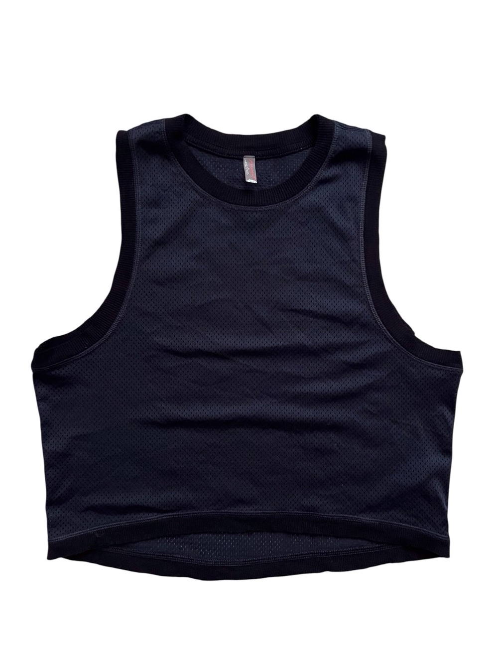 Free People FP Movement Black Mesh Muscle Tank Raw Edge Workout Athletic XS